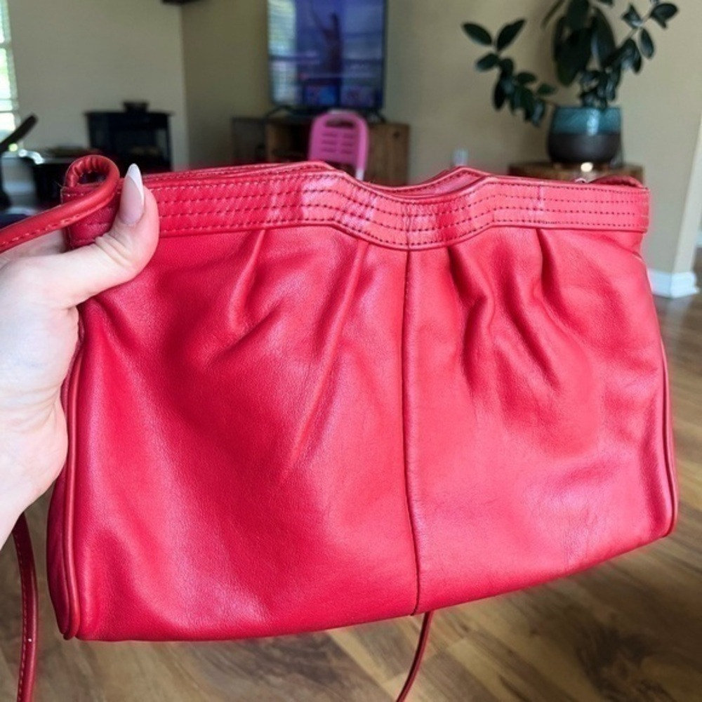 Vintage RED Vegan Leather Color Pop Classic Luxury Evening Bag